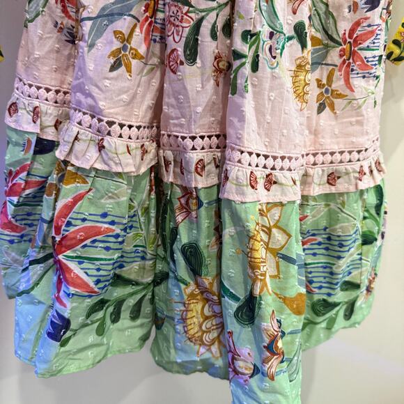 NEW NWT Farm Rio Delicate Flower Stripes Long Sleeve Tiered Maxi Dress Size S - Picture 11 of 12